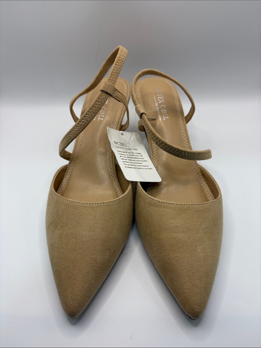 Pointed Toe Slingback Mules in Beige/Tan Suede